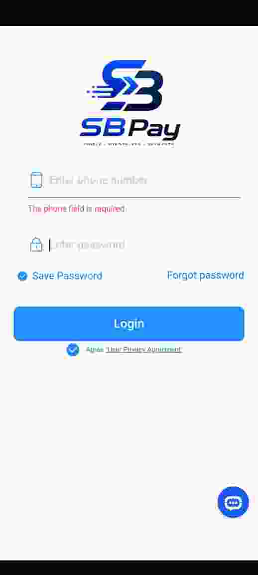 SBPAY login screen preview